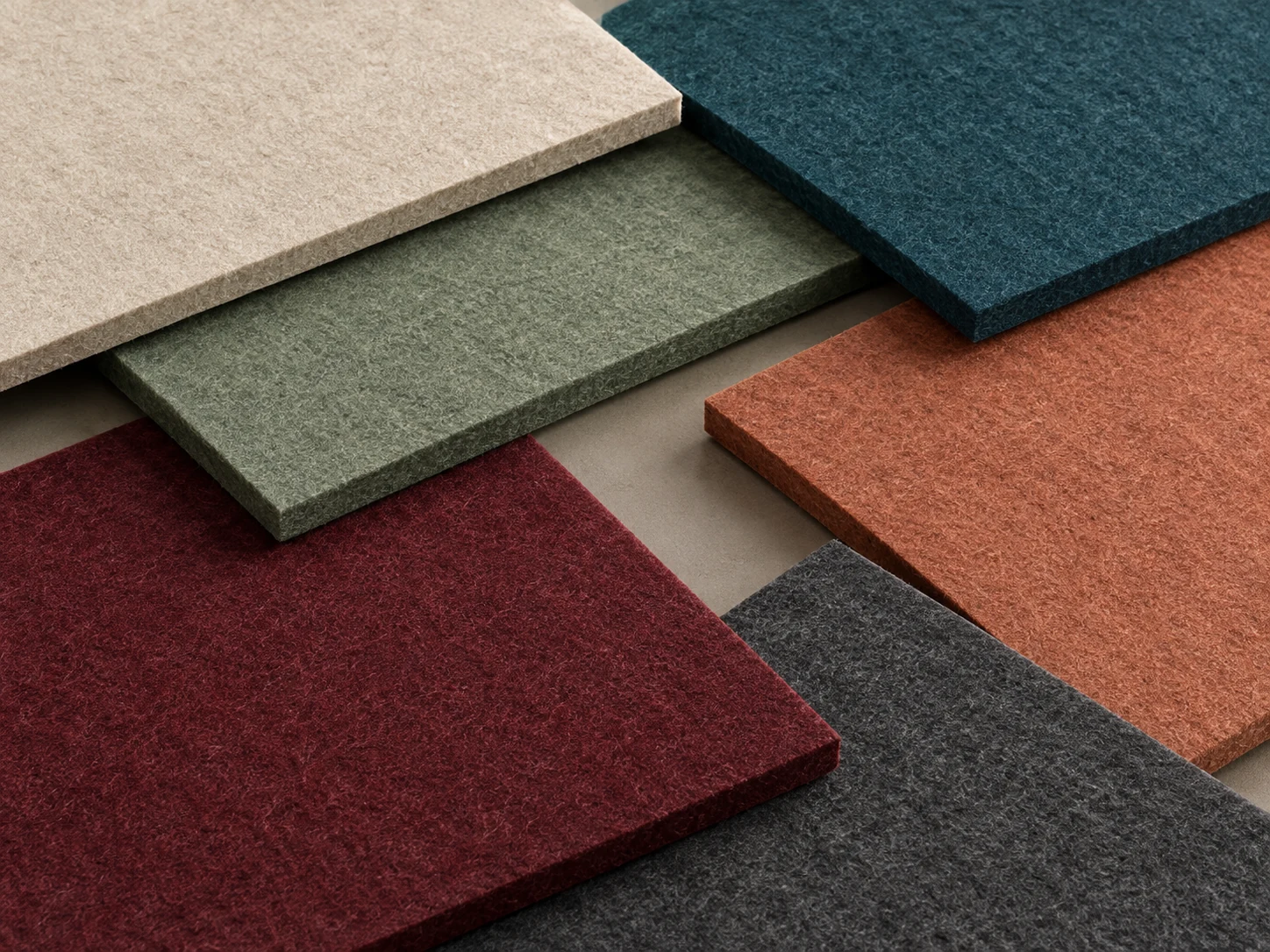 Design concept showing a selection of coloured PET felt panels